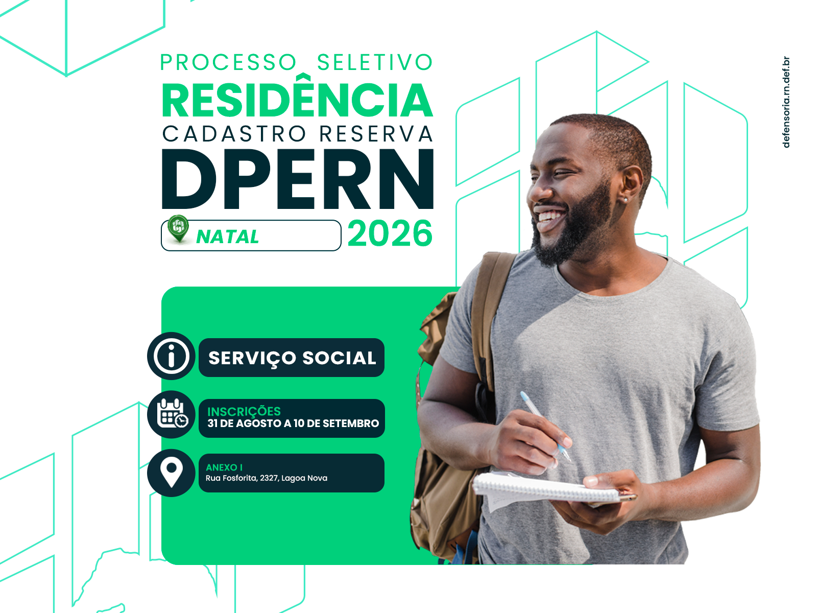 DPE Residência oferece duas vagas para pós-graduação em Serviço Social em Natal