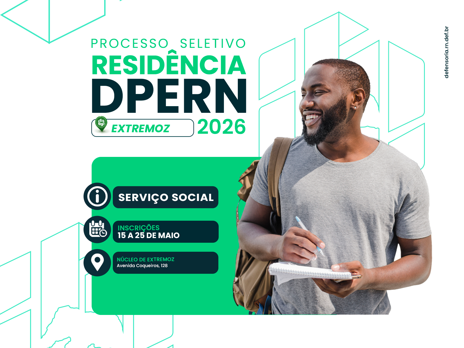 DPE RESIDÊNCIA: Defensoria do RN lança processo seletivo para residentes de Serviço Social em Extremoz