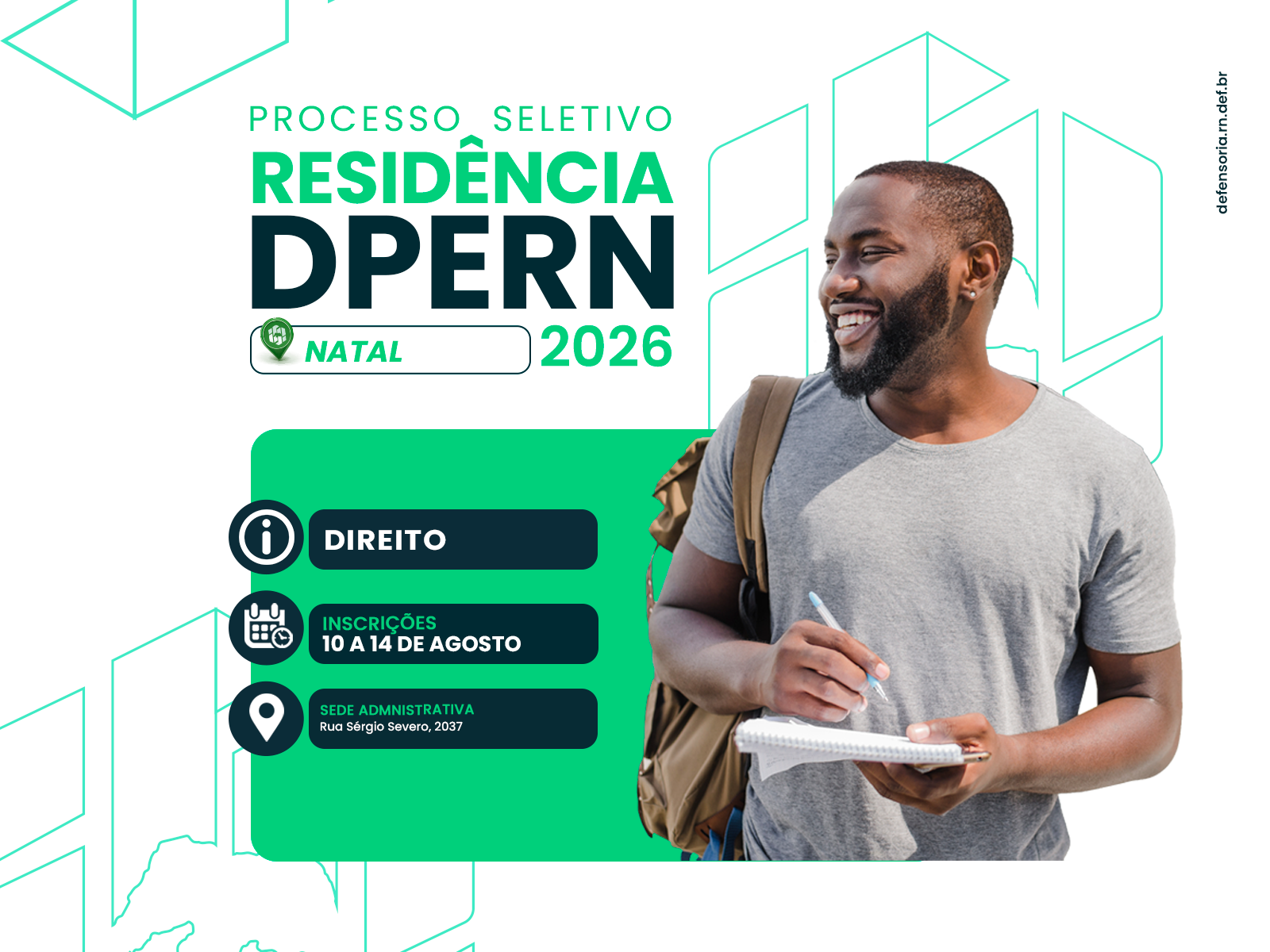 DPERN abre seleção para cadastro reserva de residentes de pós-graduação em Direito em Natal
